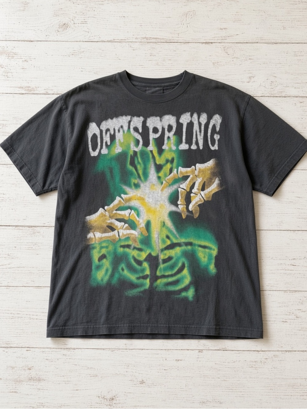 Gildan Black Tee with Green and Yellow Offspring Graphic